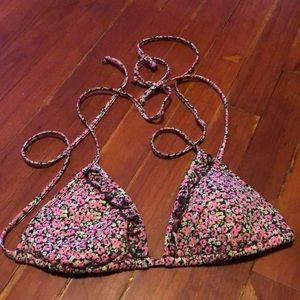 PINK Victoria’s Secret Floral Ruffle Bikini Small